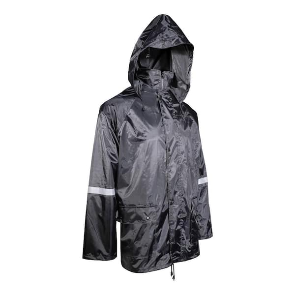 Boss 2X-Large Black Nylon Ripstop Rain Jacket with Storm Flap