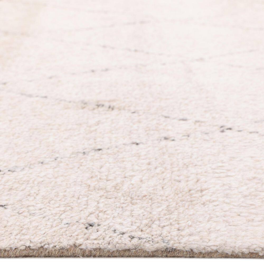 Ivory Wool-Blend Shag Rug Hand-Knotted 9' x 12' - Moroccan Style