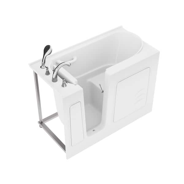 Builder's Choice 53 in. Left Drain Quick Fill Walk-In Air Bath Tub in White
