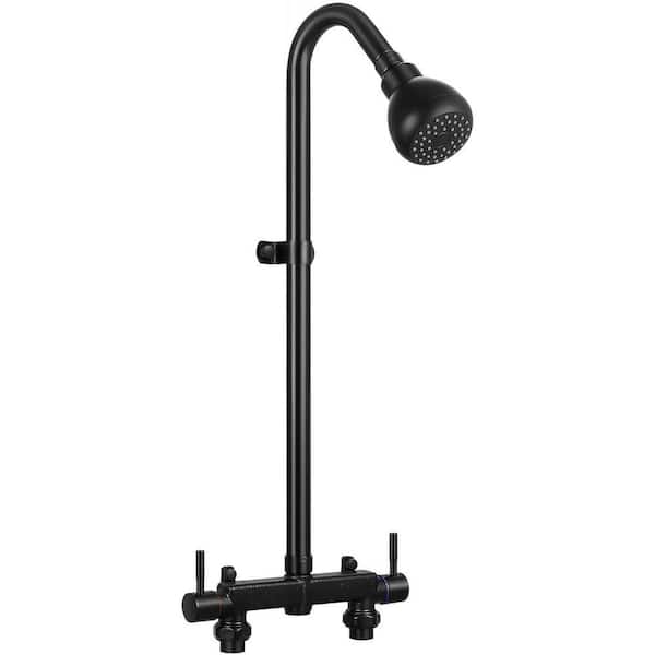 Double Handle 1-Spray Outdoor Exposed Shower Faucet 2 GPM with 360° Swivel in Matte Black