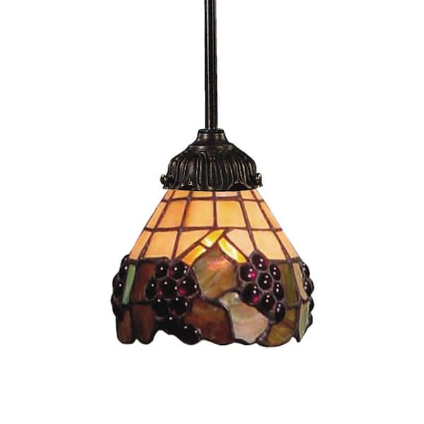 Titan Lighting 1-Light Tiffany Bronze Ceiling Mount Pendant