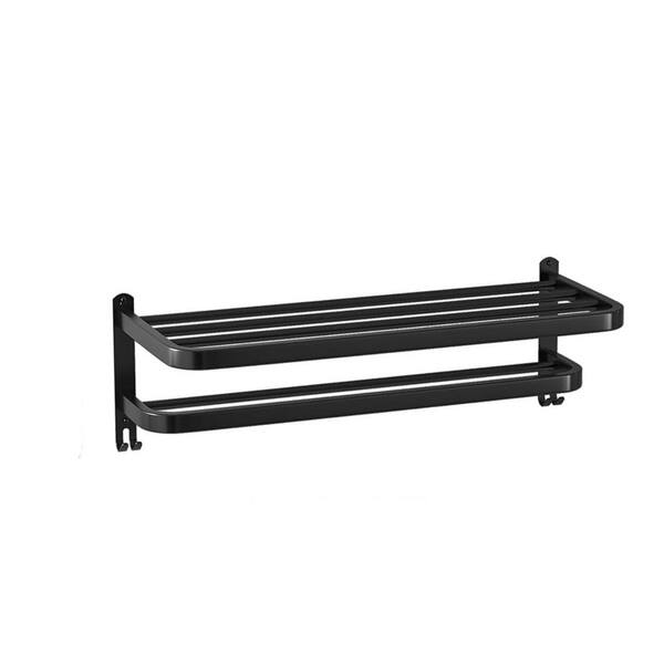 15 in. W x 9.2 in. D Black Decorative Wall Shelf, Towel Racks for Bathroom