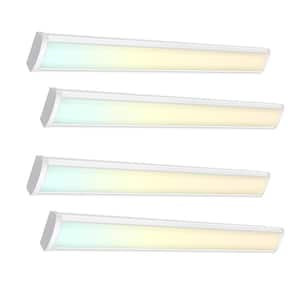 4-Pack 4ft. 5520 Lumens Integrated LED Wraparound Ceiling Light Garage Light Shop Light 3500/4000/5000K,0-10Volt Dimming