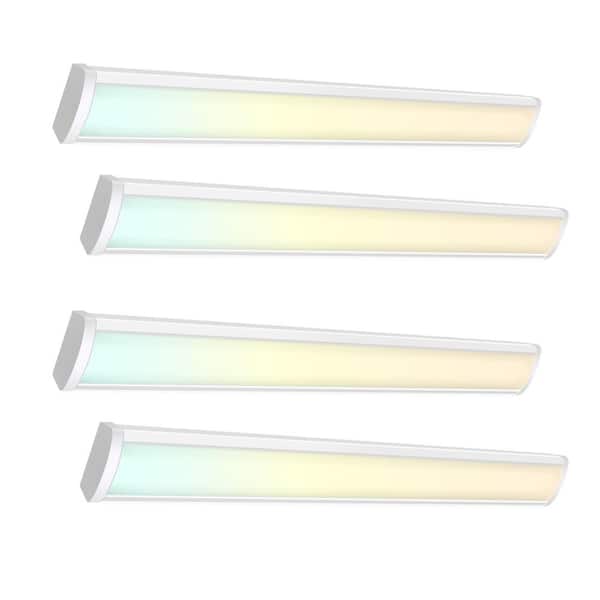 4-Pack 4ft. 5520 Lumens Integrated LED Wraparound Ceiling Light Garage Light Shop Light 3500/4000/5000K,0-10Volt Dimming