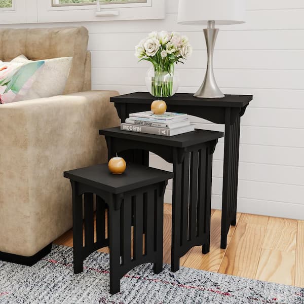 Lavish Home 13.75 in. Black MDF Nesting End Tables, Set of 3