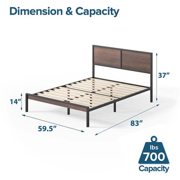 Metal And Wood Queen Platform Bed Frame, Amolife Iron Piece Bed Frame Assembly Instructions