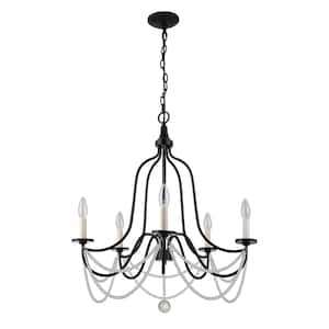 24 in. 5-Light Black and White Chandelier