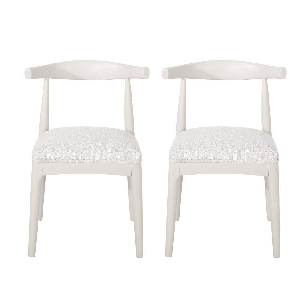 Beige Upholstered Rubberwood Dining Side Chairs, Set of 2
