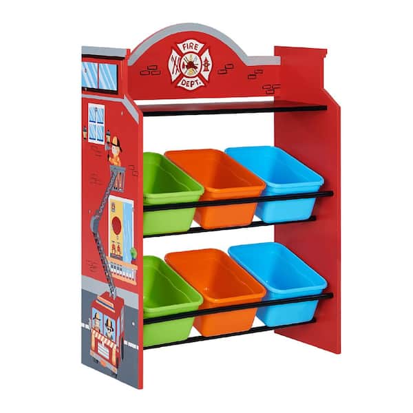 Teamson Kids Little Firefighters Toy Organizers with Storage Bins