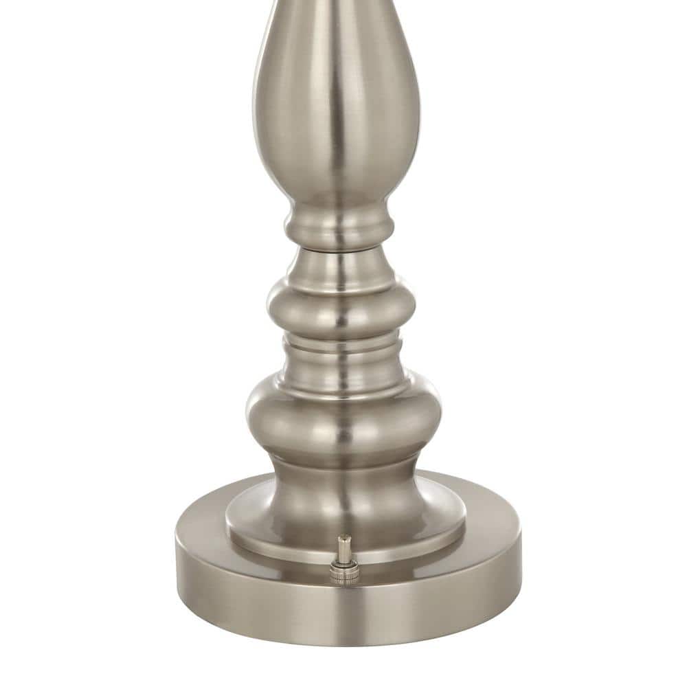 Brushed Steel and White 3-Piece Lamp Set with Empire Shades