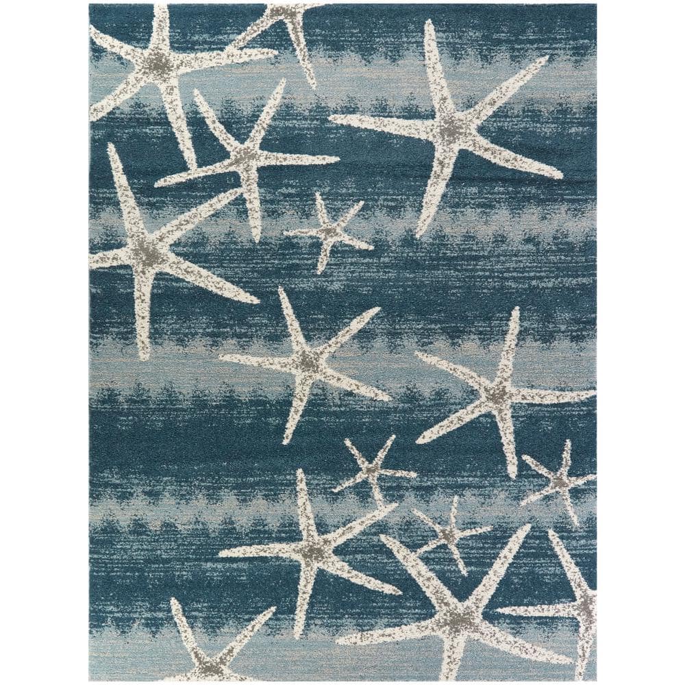 BALTA Martin Blue 4 ft. x 6 ft. Coastal Starfish Area Rug 3090787