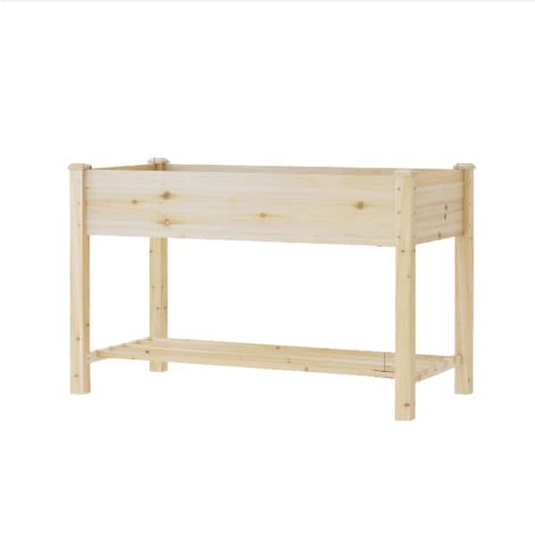 Unbranded 23.6 W x 48 L x 30.7 H in. Elevated Wooden Planter Box with Legs- Natural