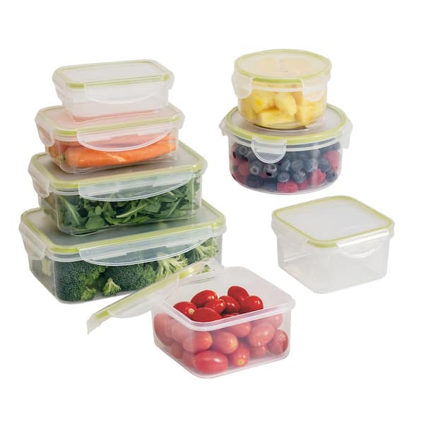 Honey Can Do 16 Piece Locking Food Container Set 0.3 1.6 Qt Clear