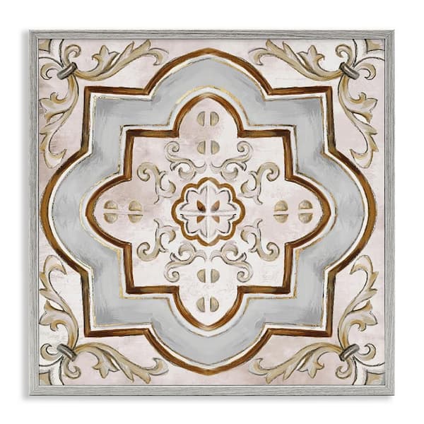 Stupell Industries Traditional Symmetrical Tile by Eli Jones Gray Framed Abstract Giclee Art Print 12 in. x 12 in.