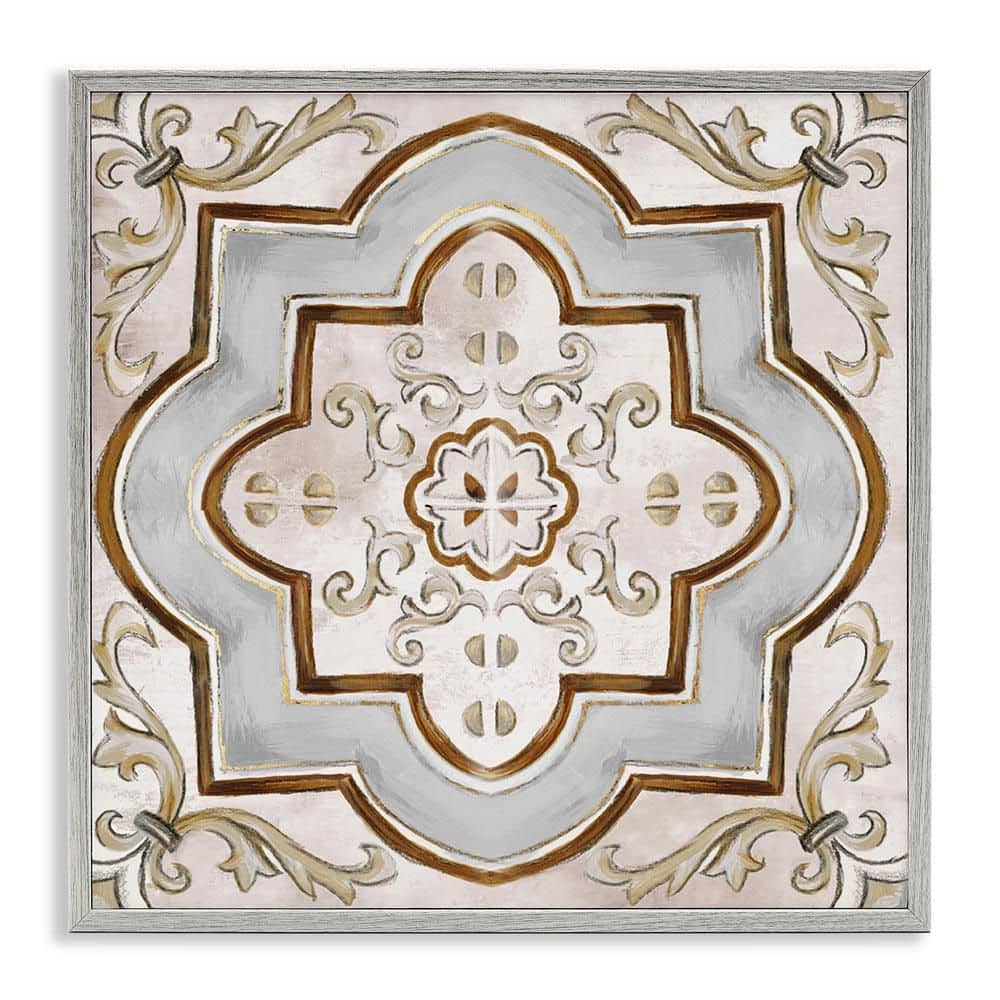 Traditional Symmetrical Tile by Eli Jones Gray Framed Abstract Giclee Art Print 24 in. x 24 in. price history on PriceWatchPro