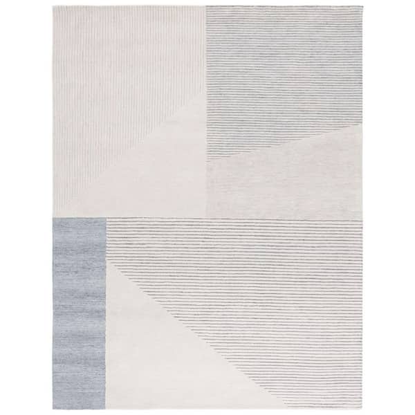 Ebony 9 ft. x 12 ft. Beige/Gray Abstract Geometric Striped Area Rug