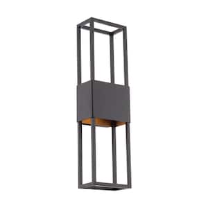 Nightvision 20 in. Black with Gold Integrated LED Outdoor Wall Sconce, 3000K