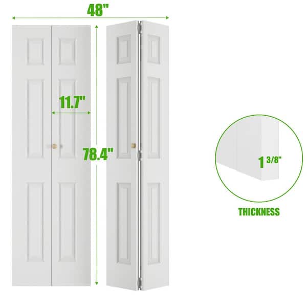 SOCBAZZAR 48 in. x 78.4 in. 3-Panel Hollow Core White Primed