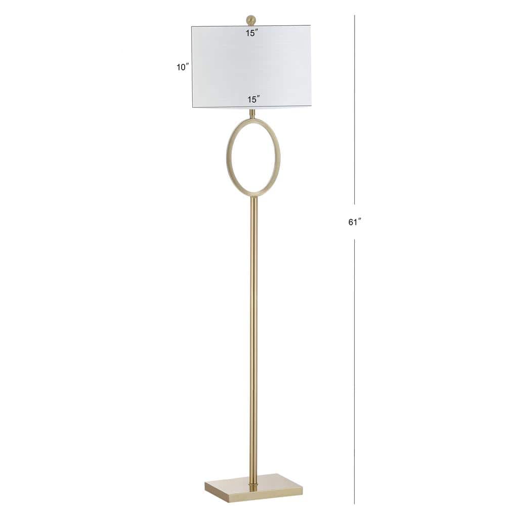 Arc 61" White Cotton Drum Shade Brass Floor Lamp