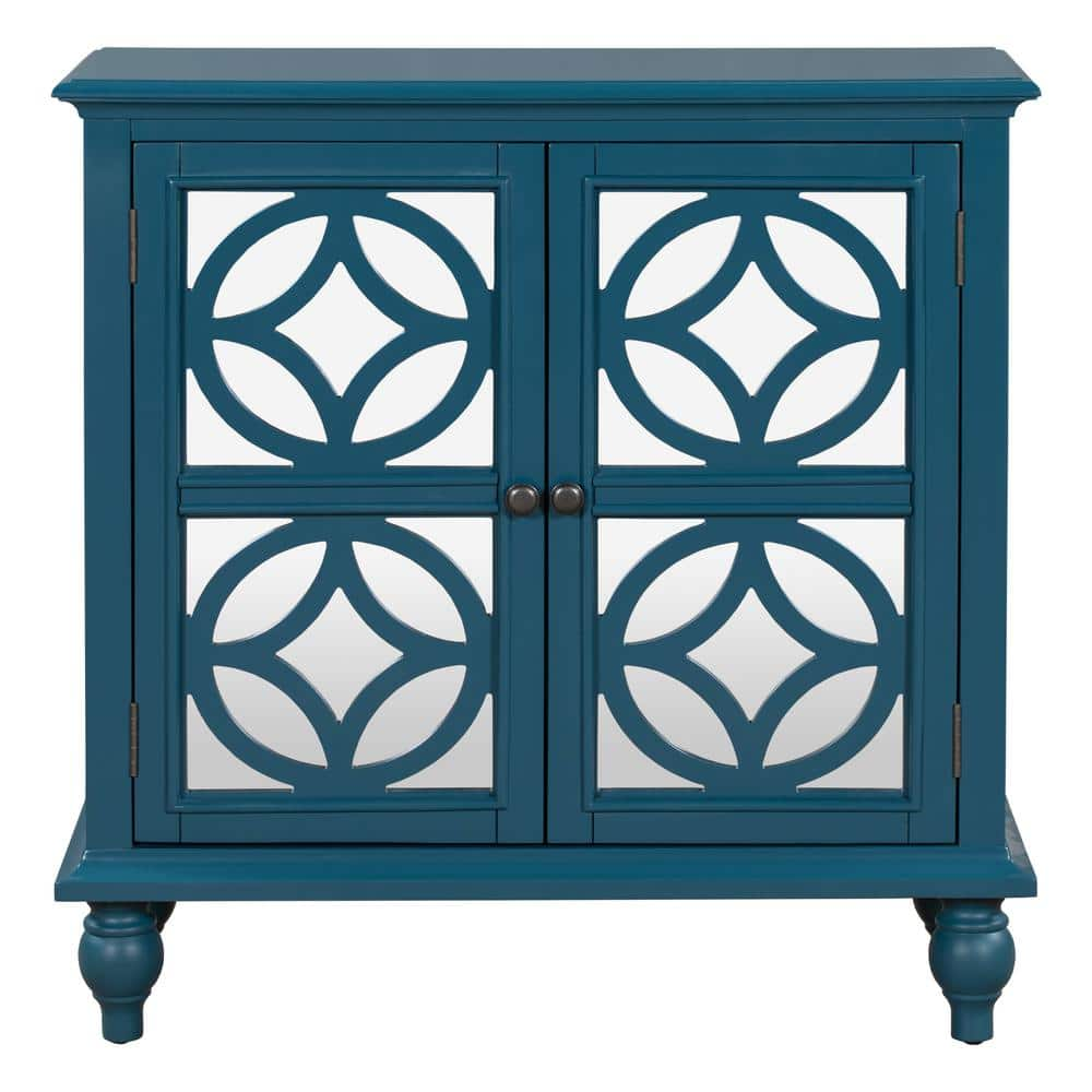 Blue Sideboard Storage Cabinet with Doors and Adjustable Shelf ZQ ...