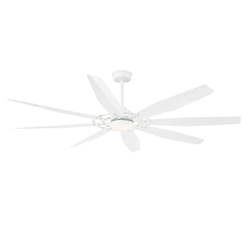 60 in. 8 Blades White Indoor LED Ceiling Fan with Remote control Ceiling Fans