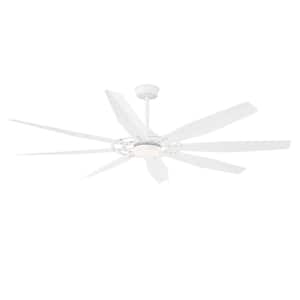60 in. 8 Blades White Indoor LED Ceiling Fan with Remote control