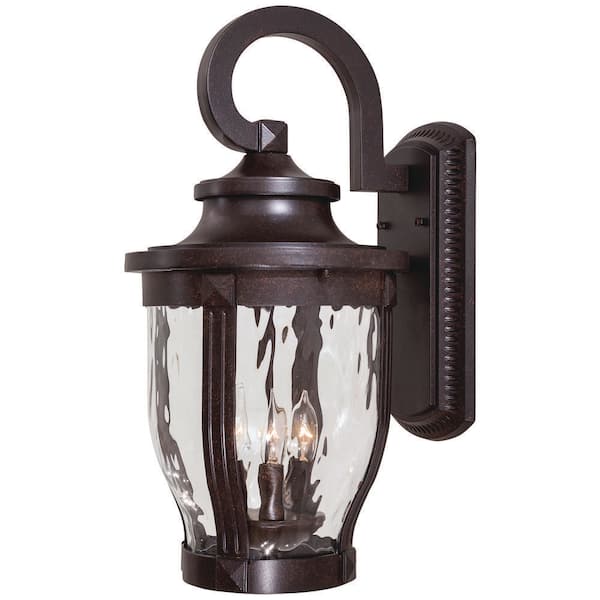 Merrimack 3-Light Corona Bronze Outdoor Wall Lantern Sconce