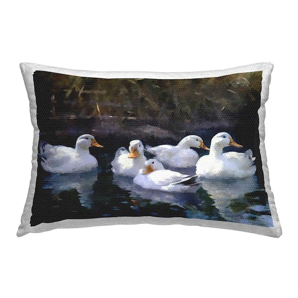 Stupell Industries Ducks Swimming in Pond Multi-Color Rectangular Outdoor Throw Pillow