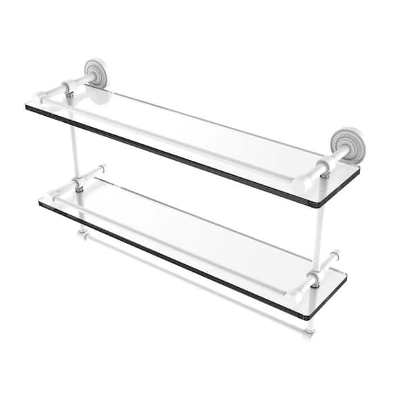 Allied Brass Dottingham 22 in. Gallery Double Glass Shelf with Towel Bar in  Matte White DT-2TB/22-GAL-WHM The Home Depot