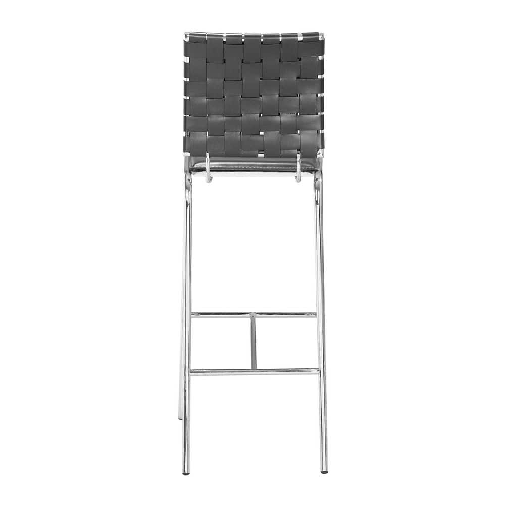 Modern Black Leatherette Criss Cross Bar Stool Set