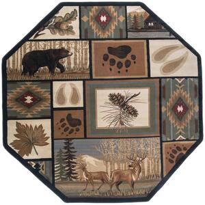 Nature Lodge Multi-Color 8OCT Octagon ft. Indoor Area Rug