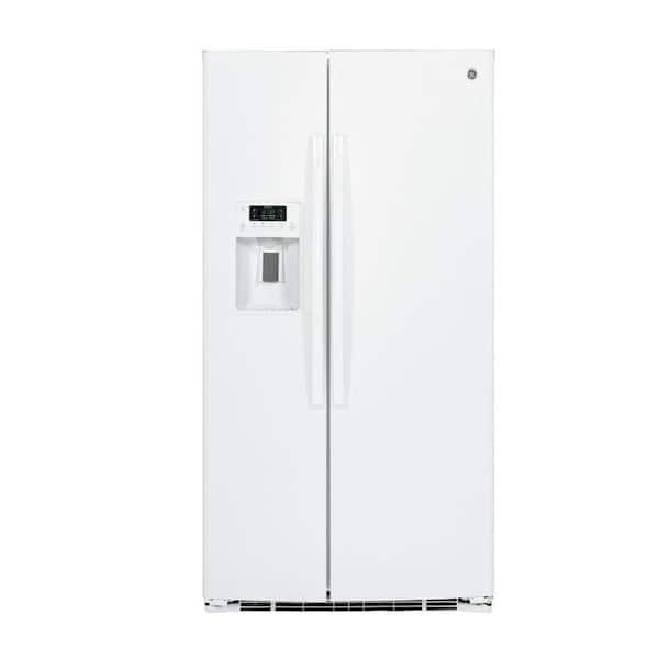 GE 25.3 cu. ft. Side by Side Refrigerator in White, ENERGY STAR