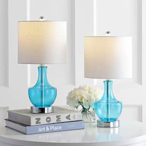 Colette 20 in. Amalfi Blue Mini Glass Table Lamp (Set of 2)