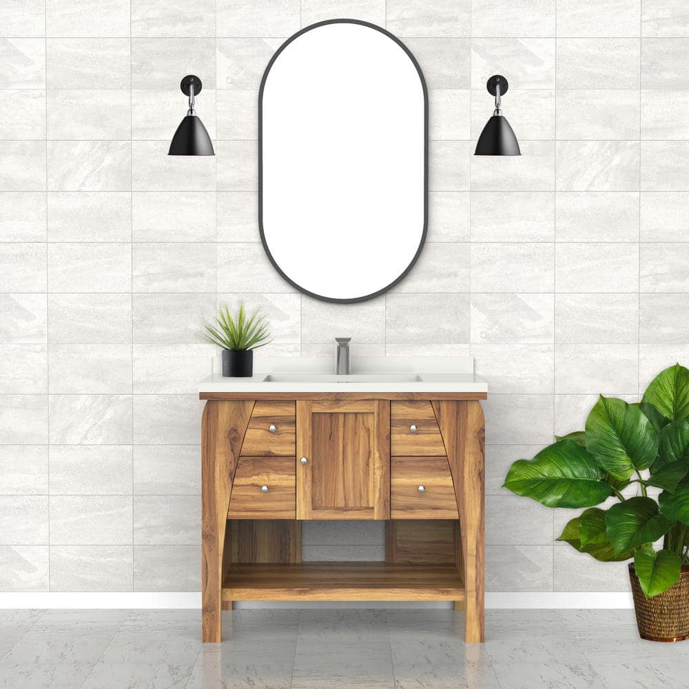 Tranquility Teak Modern 36" Freestanding Vanity with Dual Drawers