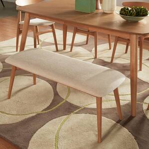 Beige Modern Tapered Upholstered Dining Bench 42 in. .