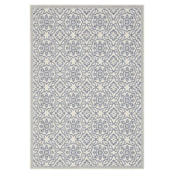 PLAYA RUG Eliza Blue 5 ft. x 8 ft. Indoor/Outdoor Area Rug