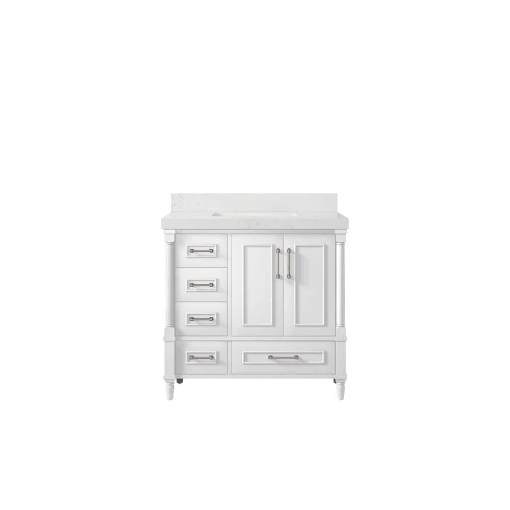 Hudson 36 in. W x 22 in. D x 36 in. H Single Sink Bath Vanity Center in White with 2 in. Empira Quartz Top price history on PriceWatchPro
