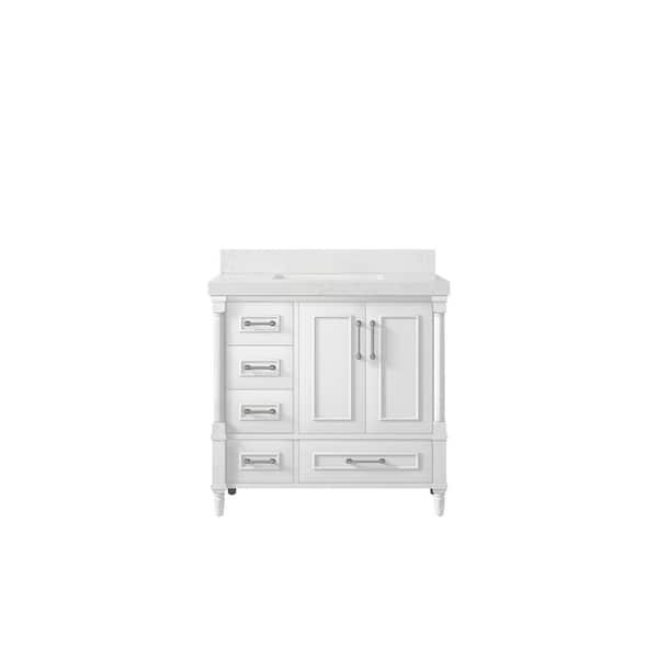 Willow Collections Hudson 36 in. W x 22 in. D x 36 in. H Single Sink Bath Vanity Center in White with 2 in. Empira Quartz Top