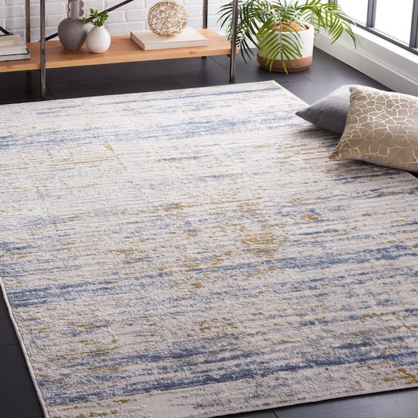 Palma 2 ft. x 4 ft. Beige/Light Blue Abstract Ikat Area Rug