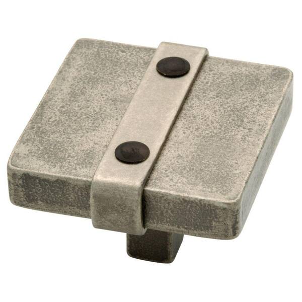 Liberty Iron Craft 1-1/2 in. (38mm) Tumbled Pewter Riveted Square Cabinet Knob