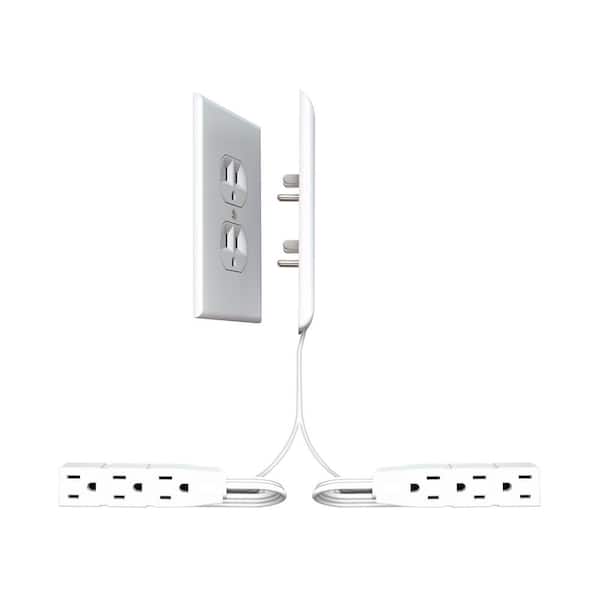 Sleek Socket Ultra-Thin Outlet Concealer and Cord Concealer Kits, Two 3 Outlet, 3-Foot Cord and Power Strips
