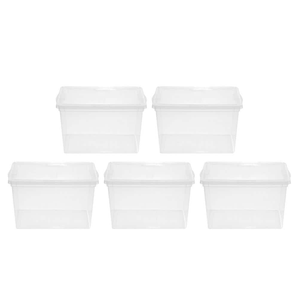 Superio Clear Storage Bins with Lid Stackable Plastic Deep Storage Latch Box with Snap Lock Closure (3 quart)