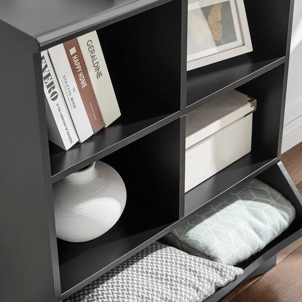 DANYA B 35 in. Black Multi-Cubby Storage Cabinet BQ063BK - The