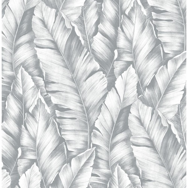 NextWall Daydream Gray Baha Banana Leaves Peel and Stick Wallpaper (Covers 30.75 sq. ft.)