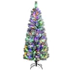 6 ft. Pre-lit Snow Flocked Artificial Christmas Tree with Multi-Color LED Lights