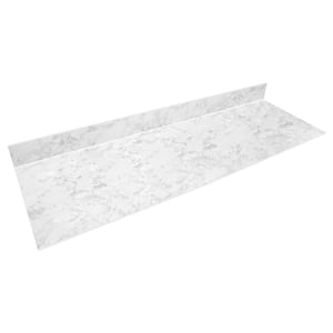 6 ft. L x 25 in. D x 0.5 in. T White Engineered Composite Countertop in Volakas Marble