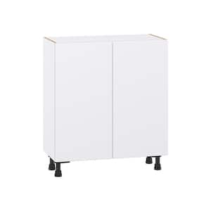 Fairhope Bright White Slab Assembled Shallow Base Kitchen Cabinet with Door (30 in. W x 34.5 in. H x 14 in. D)