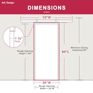 30 in. x 84 in. Paneled 4-Segments Wave Design Black MDF Sliding Barn Door Slab with Installation Hardware Kit