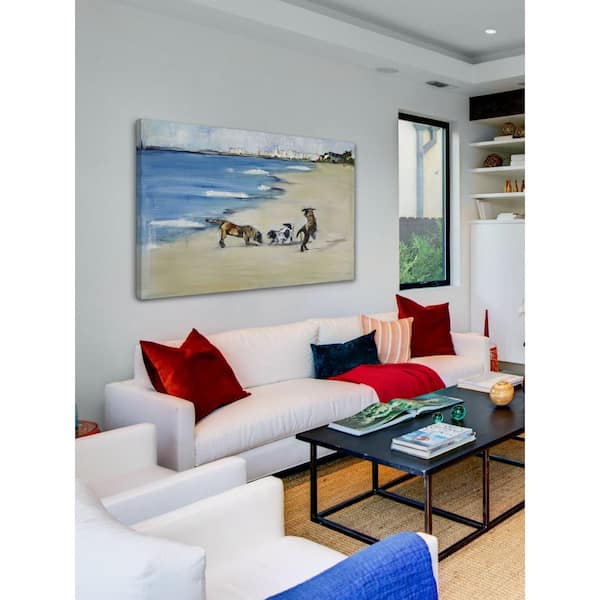 Unbranded 16 in. H x 24 in. W "Dogs' Play" by Tori Campisi Printed Canvas Wall Art