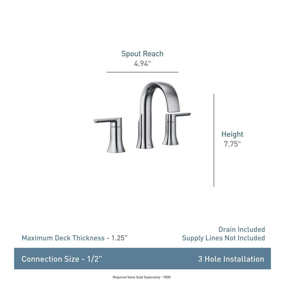 Doux Brushed Nickel Two-Handle Widespread Contemporary Bathroom Faucet